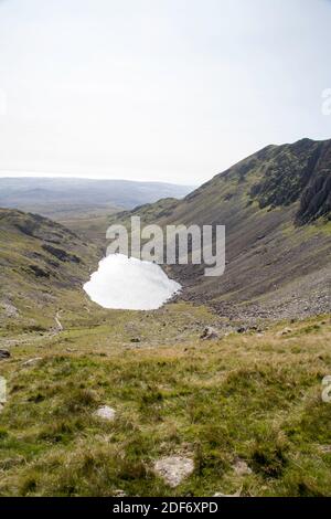 Goat's Water viewed from Goat's Hawse on the path between The Old Man of Coniston and Dow Crag the Lake District Cumbria England Stock Photo