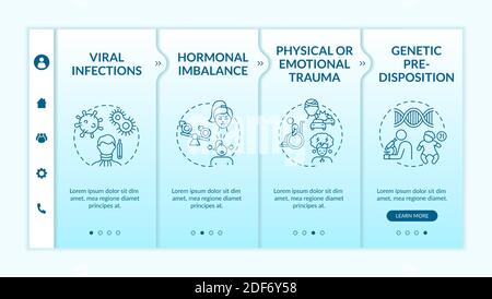 Myalgic encephalomyelitis causes onboarding vector template Stock Vector