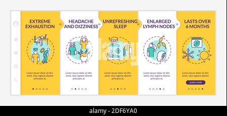 Myalgic encephalomyelitis symptoms onboarding vector template Stock Vector