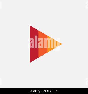 Play button, red colored vector icon on white background Stock Vector