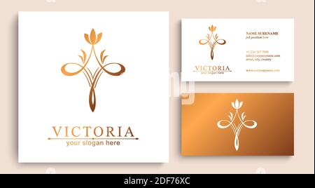 Letter V logo template. Monnogram, delicate floral design. Personal logo. Stock Vector