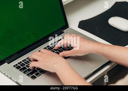 Close-Up Shot of Human Hands Placed Over Laptop Stock Photo