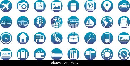 Vacation and travel icons. Simple flat illustration for business, marketing internet concept on white background. Trendy modern vector symbol for web Stock Vector