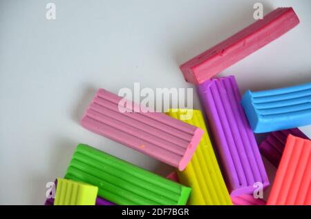 A set of colors of Modeling clay. Modeling and design for children on white background Stock Photo