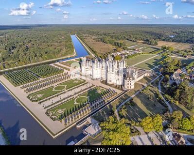 The north west facade of the Chateau de Chambord, Stock Photo