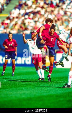 Julie Foudy (USA) #11, during the USA vs Denmark match at the 1999 Women's World Cup Soccer. Stock Photo