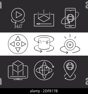 augmented reality icons set interactive simulation camera rotation vector illustration line style Stock Vector