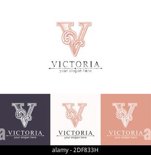 Letter V logo template Monnogram delicate floral design Personal Letter V logo template Monnogram delicate floral design Personal