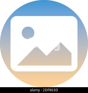 Picture symbol of a set. White photo icon, on gradient button. Use for banner, card, poster, brochure, banner, app, web design. Easy to edit. Vector i Stock Vector