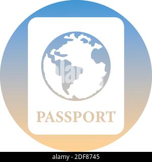 Passport symbol of a set. White passport icon, on gradient button. Use for banner, card, poster, brochure, banner, app, web design. Easy to edit. Vect Stock Vector