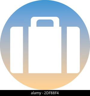 Luggage symbol of a set. White suitcase icon, on gradient button. Use for banner, card, poster, brochure, banner, app, web design. Easy to edit. Vecto Stock Vector