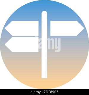 Signpost symbol of a set. White Signpost icon, on gradient button. Use for banner, card, poster, brochure, banner, app, web design. Easy to edit. Vect Stock Vector