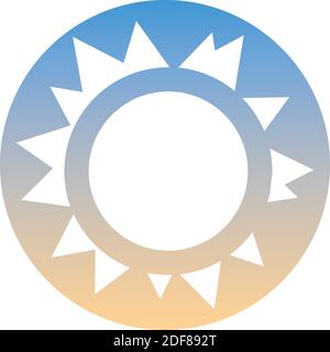Sun symbol of a set. White sun icon, on gradient button. Use for banner, card, poster, brochure, banner, app, web design. Easy to edit. Vector illustr Stock Vector