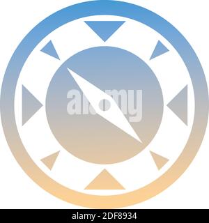 Compass symbol of a set. White compass icon, on gradient button. Use for banner, card, poster, brochure, banner, app, web design. Easy to edit. Vector Stock Vector