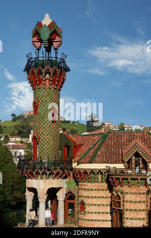 Detail of the dome of the House El Capricho, His real name is Villa Quijano, designed by architect Antonio Gaudi in the town of Comillas in Cantabria, Stock Photo