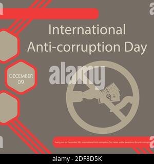 Every year on December 9th, International Anti-corruption Day raises public awareness for anti-corruption. Stock Vector