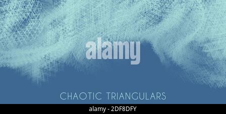 Abstract background with cold bluish cyan chaotic fractal triangles on a blue. Subtle vector graphics Stock Vector