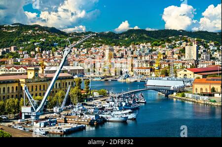 Crane at the port of La Spezia in Italy Stock Photo