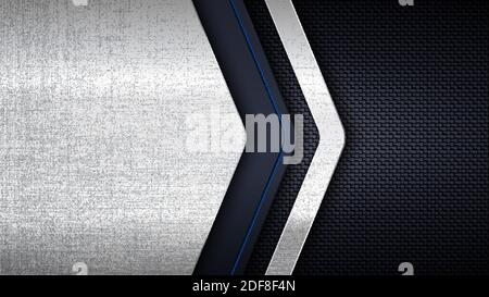 Vector illustration of abstract stainless steel metal panel with grunge overlay metallic texture over carbon fiber background for your design Stock Vector