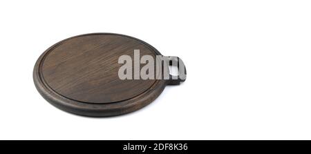 Kitchen Board for cooking made of natural oak on a white background. Stock Photo