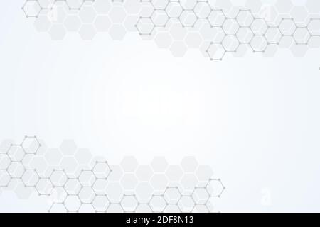 Structure molecule and communication. Dna, atom, neurons. Scientific concept for your design. Connected lines with dots. Medical, technology Stock Vector