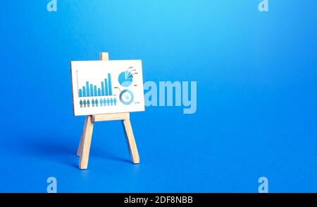 Easel with a positive growth chart diagram. Concept of success, growth and performance improvement. Income revenue statement analysis. High efficiency Stock Photo