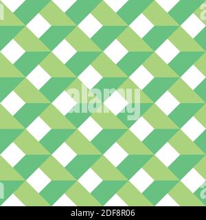 3D vector abstract seamless pattern. Green grid. Stock Vector