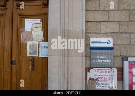 An elementary school is closed due to the Covid19 crisis. Paris, France, 22 April, 2020. Photo by Florent Bardos/ABACAPRESS.COM Stock Photo