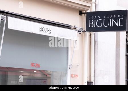 A shop sign of Jean-Claude Biguine, on May 04, 2020 in Paris, France.Photo by David NIVIERE/ABACAPRESS.COM Stock Photo