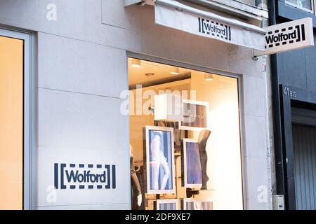 A shop sign of Wolford store on May 09 2020 in Paris France