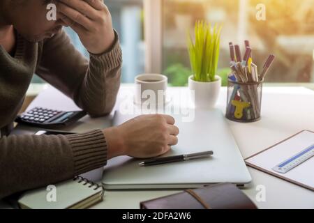 Stress and taking a break from work. Freelance lifestyle home office. Stock Photo
