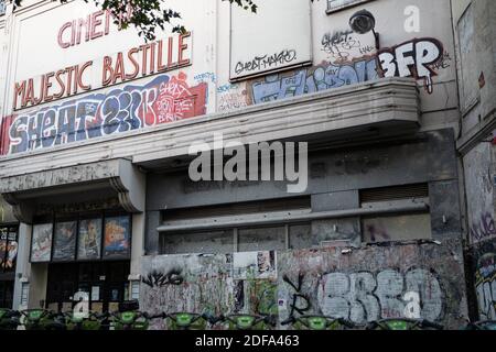 The Cinema Majestic Bastille is closed. Cinemas are still closed in Paris after the ease of the lockdown due to the Coronavirus Covid-19. Paris, France, May 15, 2020. Photo by Florent Bardos/ABACAPRESS.COM Stock Photo