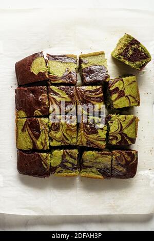 Chocolate Matcha Cake Stock Photo