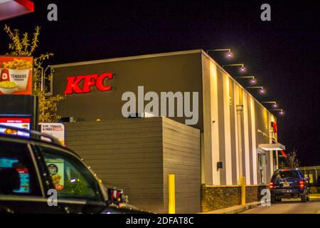 Augusta, Ga USA - 12 02 20: KFC Kentucky Fried Chicken back drive thru Stock Photo