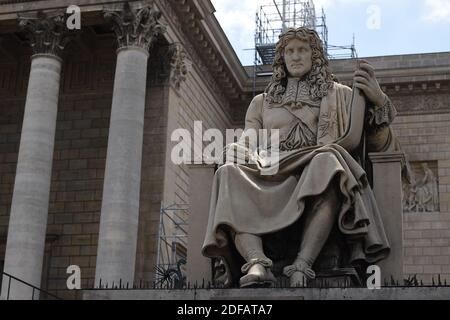 Statue of Jean-Baptiste Colbert, in front of the National Assembly in Paris, France on June 11, 2020. It is one of the statues pointed at by some anti-racist activists. Statues of historical figures associated with slavery have been vandalized in recent days during demonstrations against police violence and racism in several countries. Some associations are calling for other statues, such as that of Colbert, author of the Black Code, to be unblocked in front of the National Assembly. Jean-Baptiste Colbert (August 29, 1619, Reims - September 6, 1683, Paris) was the Comptroller General of Financ Stock Photo