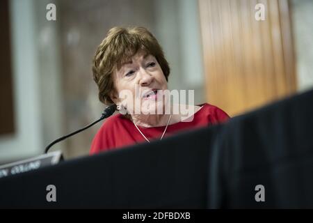 Senator Susan Collins, a Republican from Maine, speaks during a Senate Health, Education, Labor and Pensions Committee hearing in Washington, DC, USA on Tuesday, June 30, 2020. The U.S. government's top infectious disease specialist said he's 'quite concerned' about the spike in coronavirus cases in Florida, Texas, Arizona and California. Photo by Al Drago/Pool/ABACAPRESS.COM Stock Photo