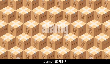 Solid pattern of boxes with Santa gifts. Merry Christmas and happy New Year related 3d realistic vector illustration. Stock Vector