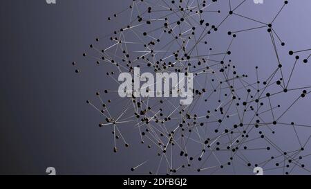 3D abstract of molecular structure or particles, slow motion 3D animation and 3d render Stock Photo