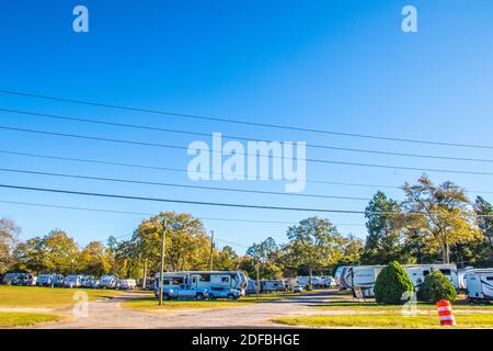 Augusta, Ga USA - 12 03 20: RV Park in a rural area orange cone Stock Photo