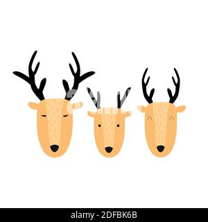 Cute cartoon fawn. The head of a cartoon deer. Vector Illustration Stock Vector