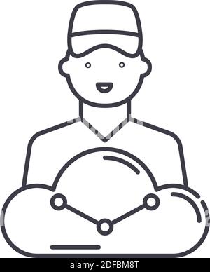 Network administration icon, linear isolated illustration, thin line vector, web design sign, outline concept symbol with editable stroke on white Stock Vector