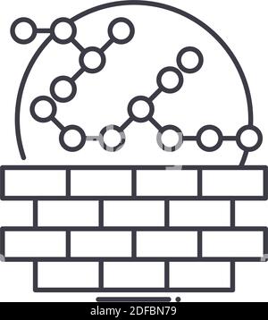 Network firewall icon, linear isolated illustration, thin line vector, web design sign, outline concept symbol with editable stroke on white Stock Vector