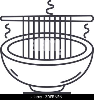 Noodles icon, linear isolated illustration, thin line vector, web design sign, outline concept symbol with editable stroke on white background. Stock Vector