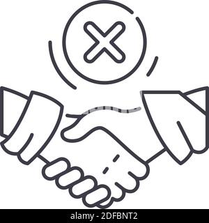 No handshake icon, linear isolated illustration, thin line vector, web design sign, outline concept symbol with editable stroke on white background. Stock Vector
