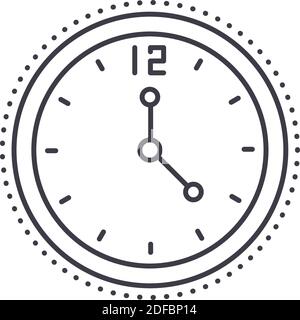 Office clock icon, linear isolated illustration, thin line vector, web design sign, outline concept symbol with editable stroke on white background. Stock Vector
