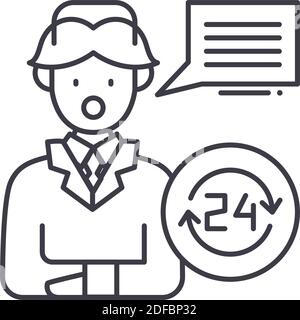 News reporter icon, linear isolated illustration, thin line vector, web design sign, outline concept symbol with editable stroke on white background. Stock Vector