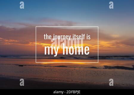 Inspirational quote about life. Beach Sunset Background. Stock Photo
