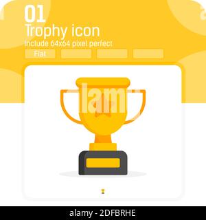 trophy cup icon vector with flat style isolated on white background. Vector illustration trophy object sign symbol icon concept for web, ui, ux, web Stock Vector
