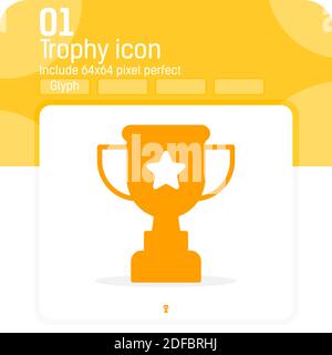 trophy cup icon vector with solid style isolated on white background. Vector illustration trophy object sign symbol icon concept for ui, ux, website Stock Vector