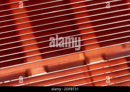 Texture of Copper Radiator Heat Sink Top View Stock Photo